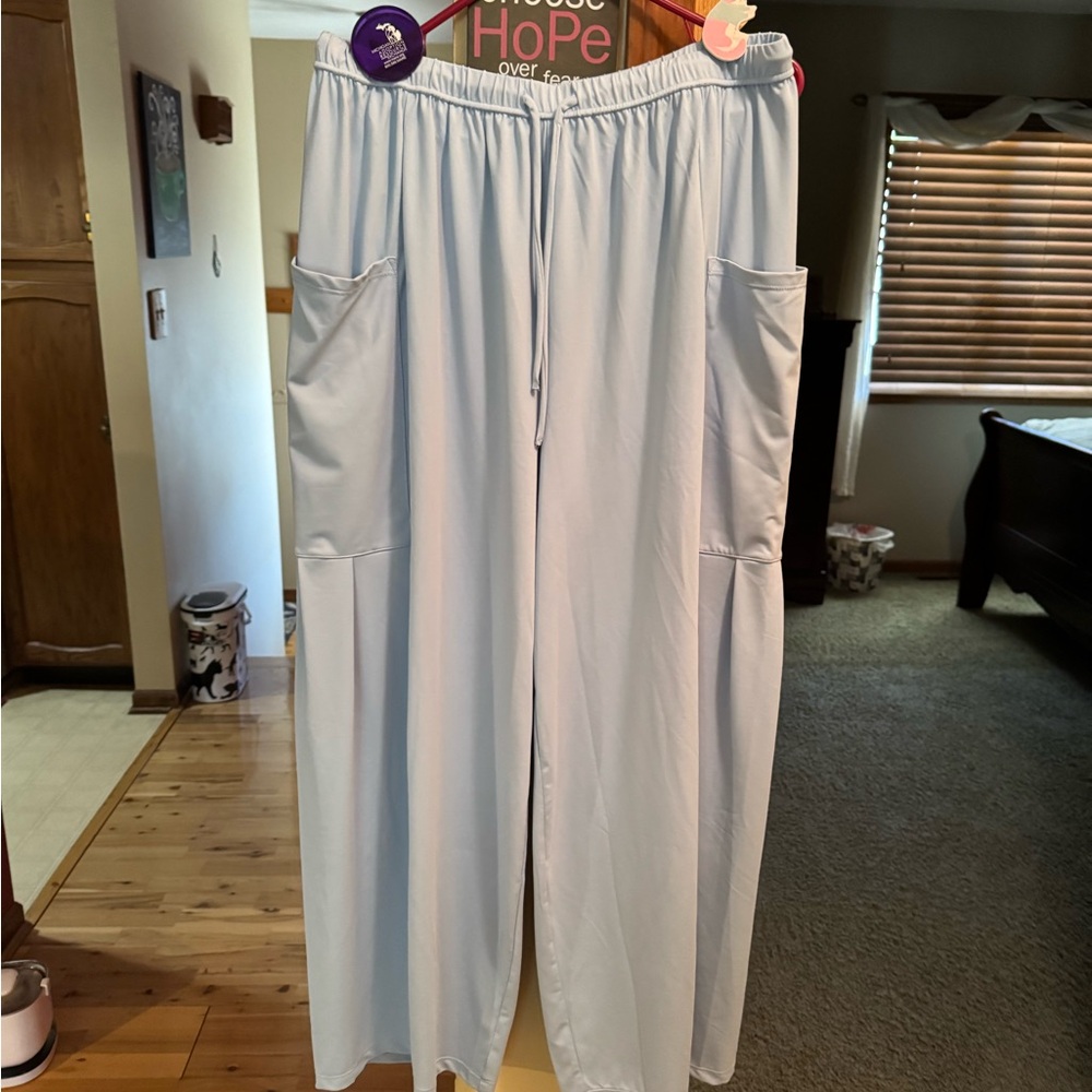 HALARA Sky Blue Flowy Wideleg Pants; new with tags